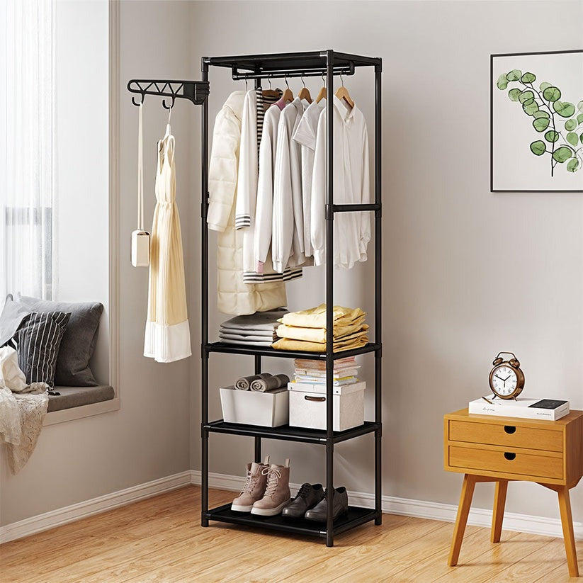 Rack Rack Organizer 3 Shelves Bookshelf Multipurpose Organization Home Bedroom Closet Store Black image 4