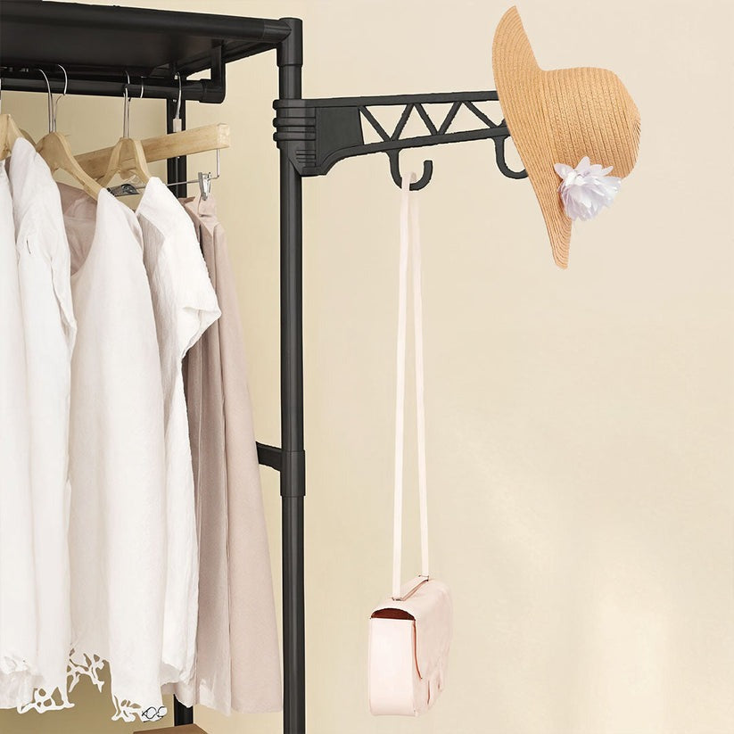 Rack Rack Organizer 3 Shelves Bookshelf Multipurpose Organization Home Bedroom Closet Store Black image 3