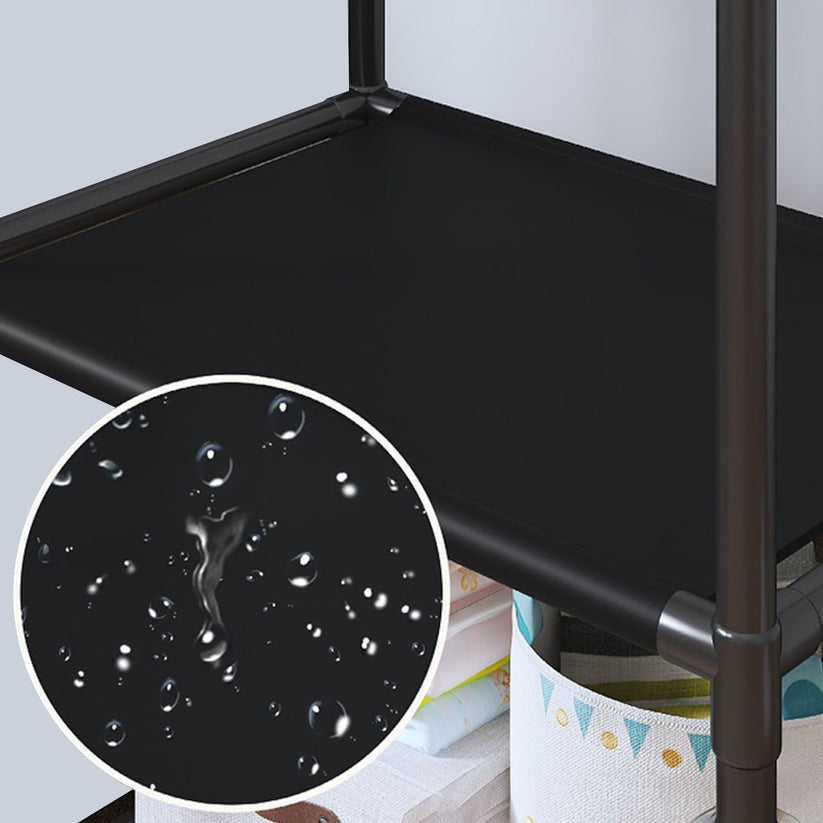 Rack Rack Organizer 3 Shelves Bookshelf Multipurpose Organization Home Bedroom Closet Store Black image 2