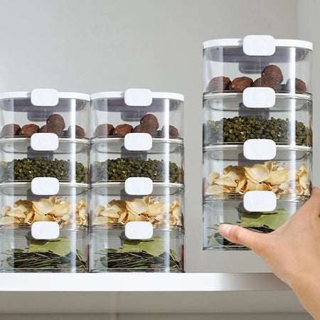 (2/4 Layer) High-Quality Seasoning Box Organizer – Stackable Fresh-Keeping Plastic Condiment Jars image 5