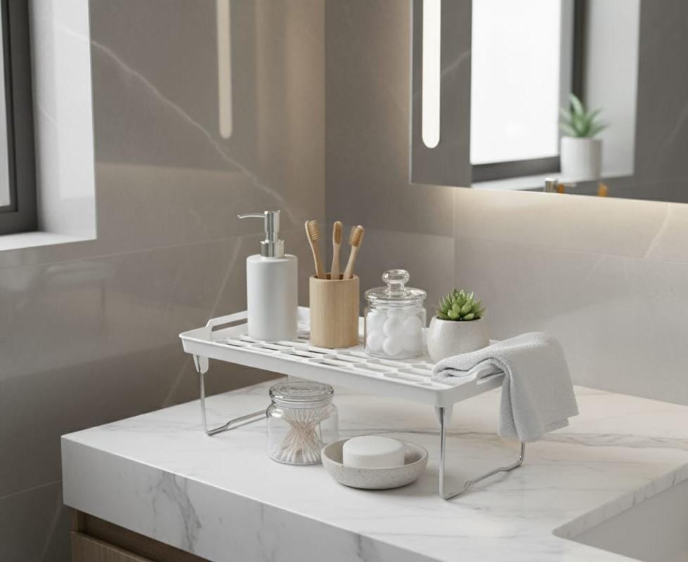 Stackable Storage Organizer Shelf Bathroom Counter & Cabinets image 8