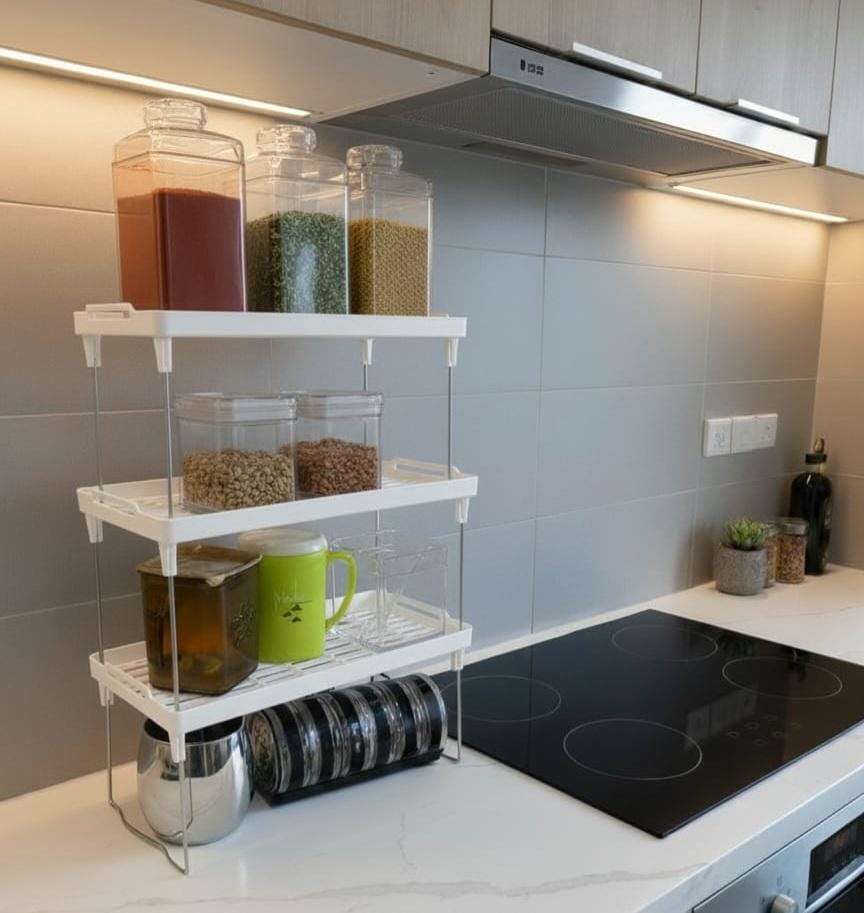 Stackable Storage Organizer Shelf Bathroom Counter & Cabinets image 7