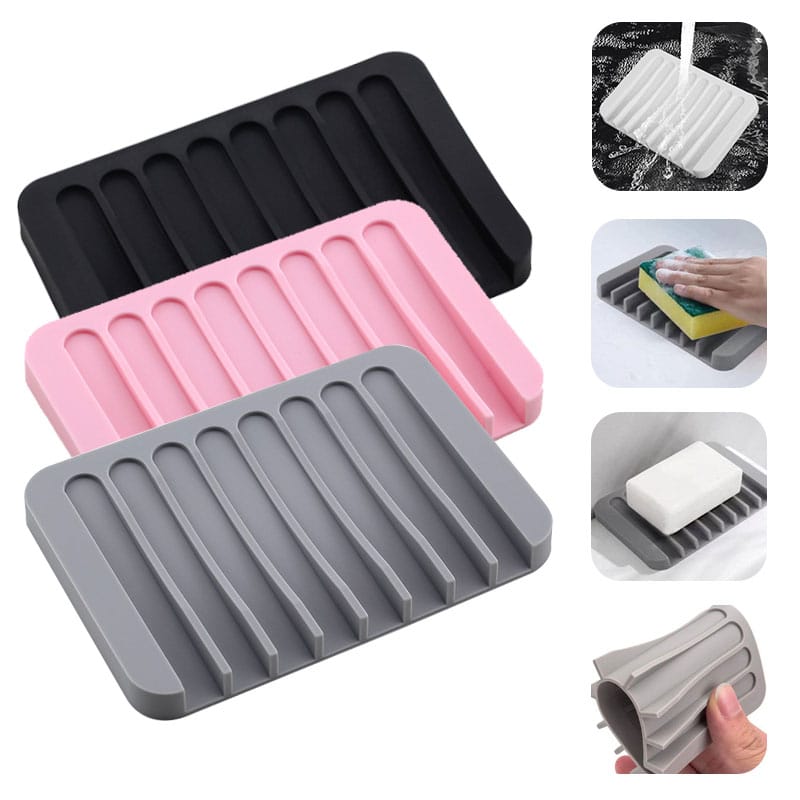 Premium Silicone Self-Draining Soap Dish & Sponge Holder main image