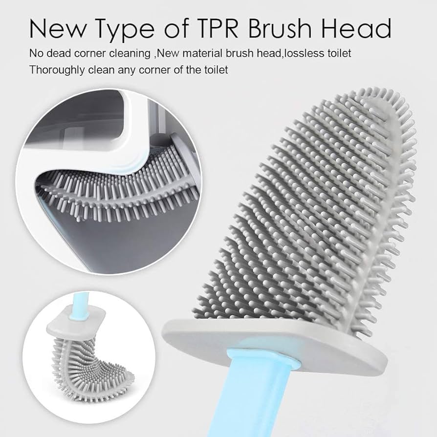 Wall-Mounted Silicone Toilet Brush and Holder Set – Soft Bristle Bathroom Scrubber main image