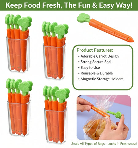 Magnetic Carrot Bag Clips for Food Storage – Set of 6 image 2