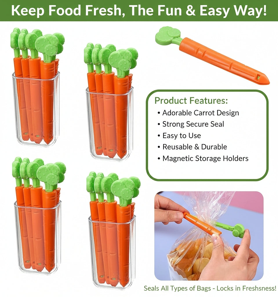 Magnetic Carrot Bag Clips for Food Storage – Set of 6 image 2