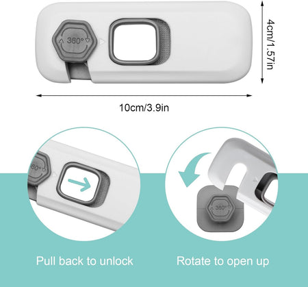 Self-Adhesive Wardrobe Locks for Children – Rotatable 360° Safety Latch for Cabinets, Drawers, and Cupboards image 3