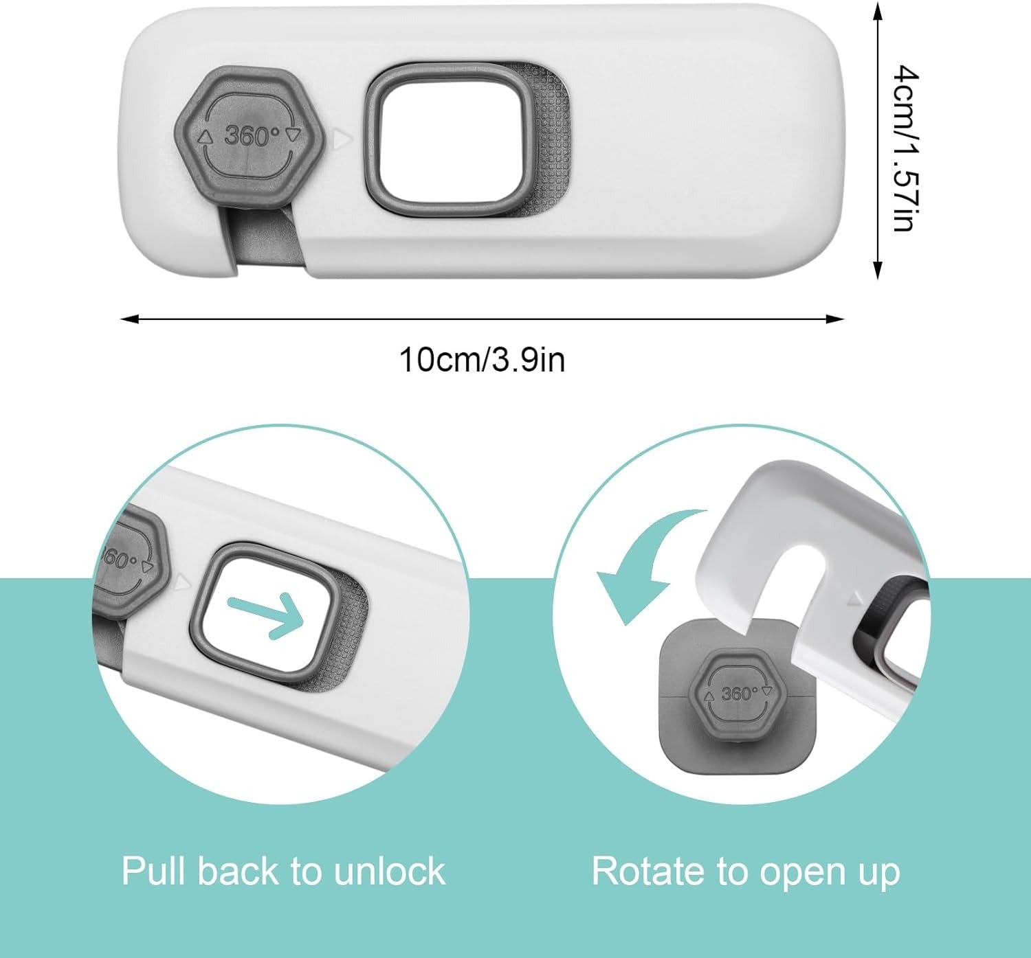 Self-Adhesive Wardrobe Locks for Children – Rotatable 360° Safety Latch for Cabinets, Drawers, and Cupboards image 3
