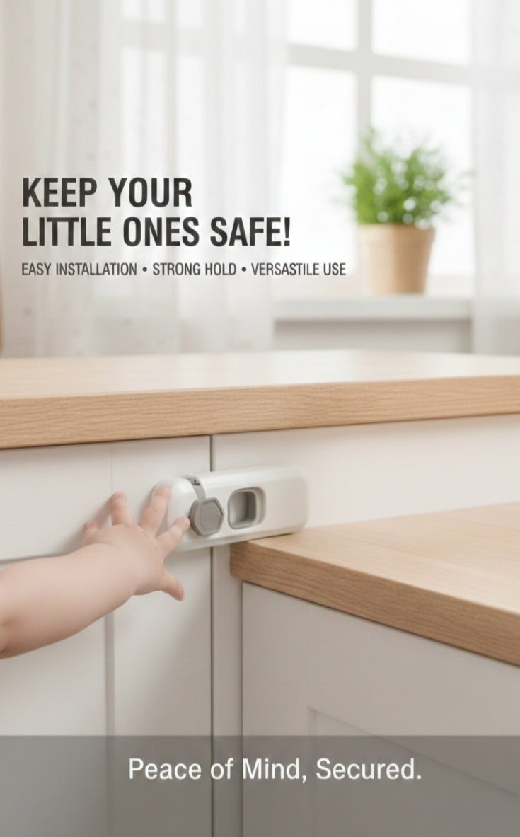 Self-Adhesive Wardrobe Locks for Children – Rotatable 360° Safety Latch for Cabinets, Drawers, and Cupboards image 5