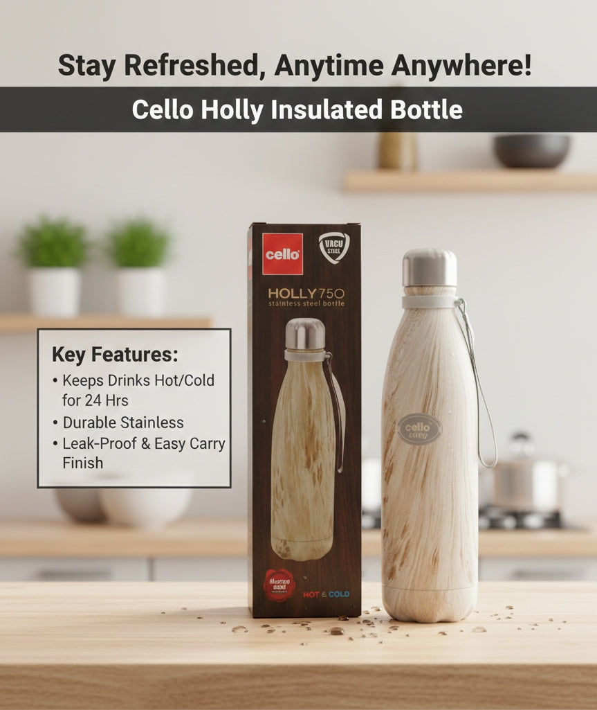 Cello Holly Premium Wood-Finish Insulated Flask image 2