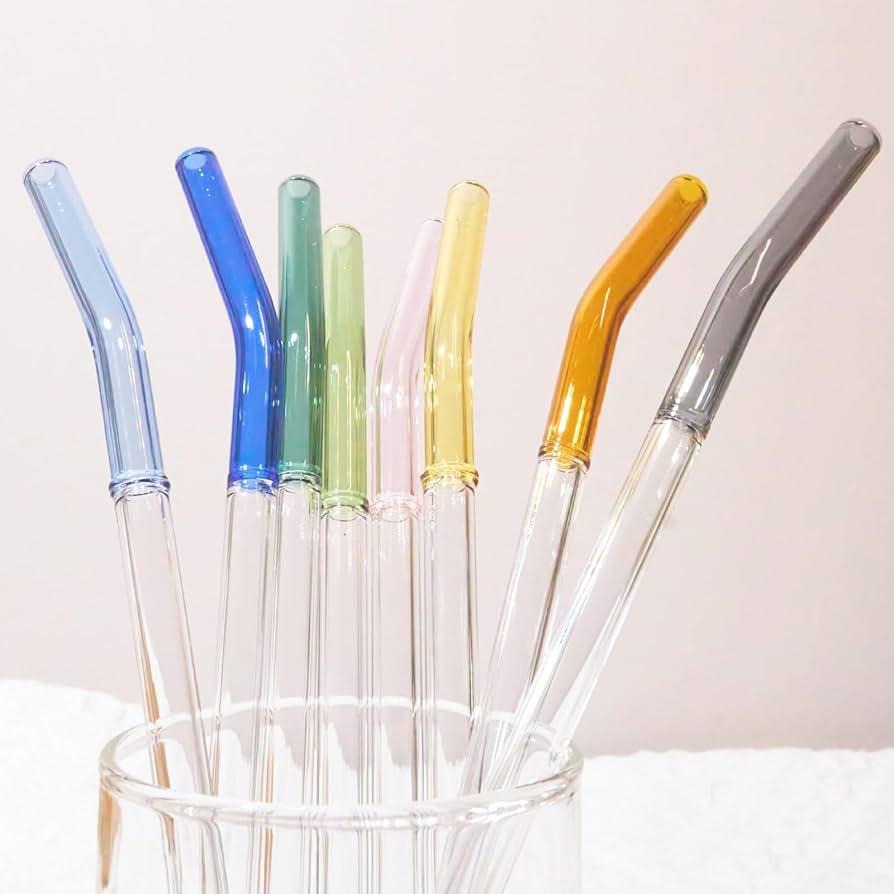 Glass Straw Set 4 Multi-Color Straws + 1 Cleaning Brush main image