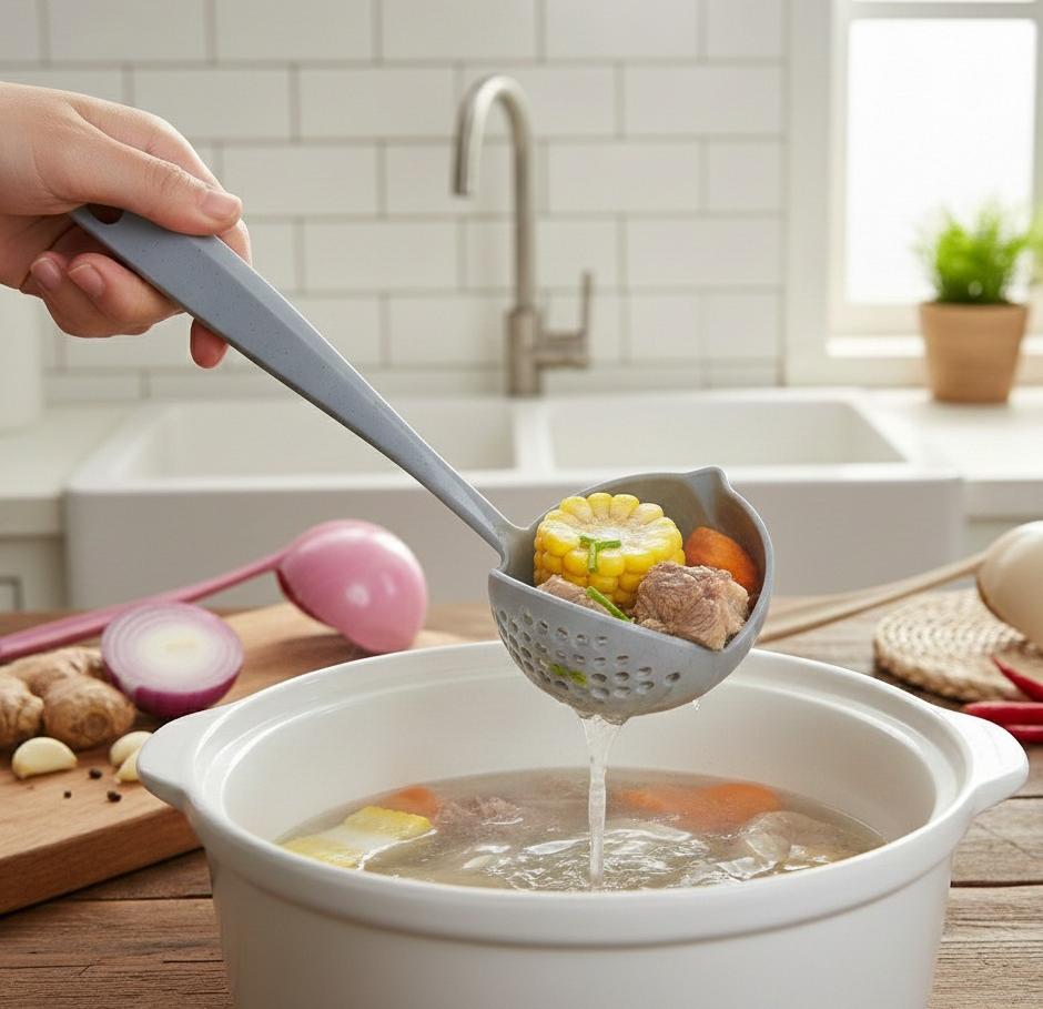 2 in 1 Spoon Strainer Long Handle Soup Spoons Cute Tableware image 5