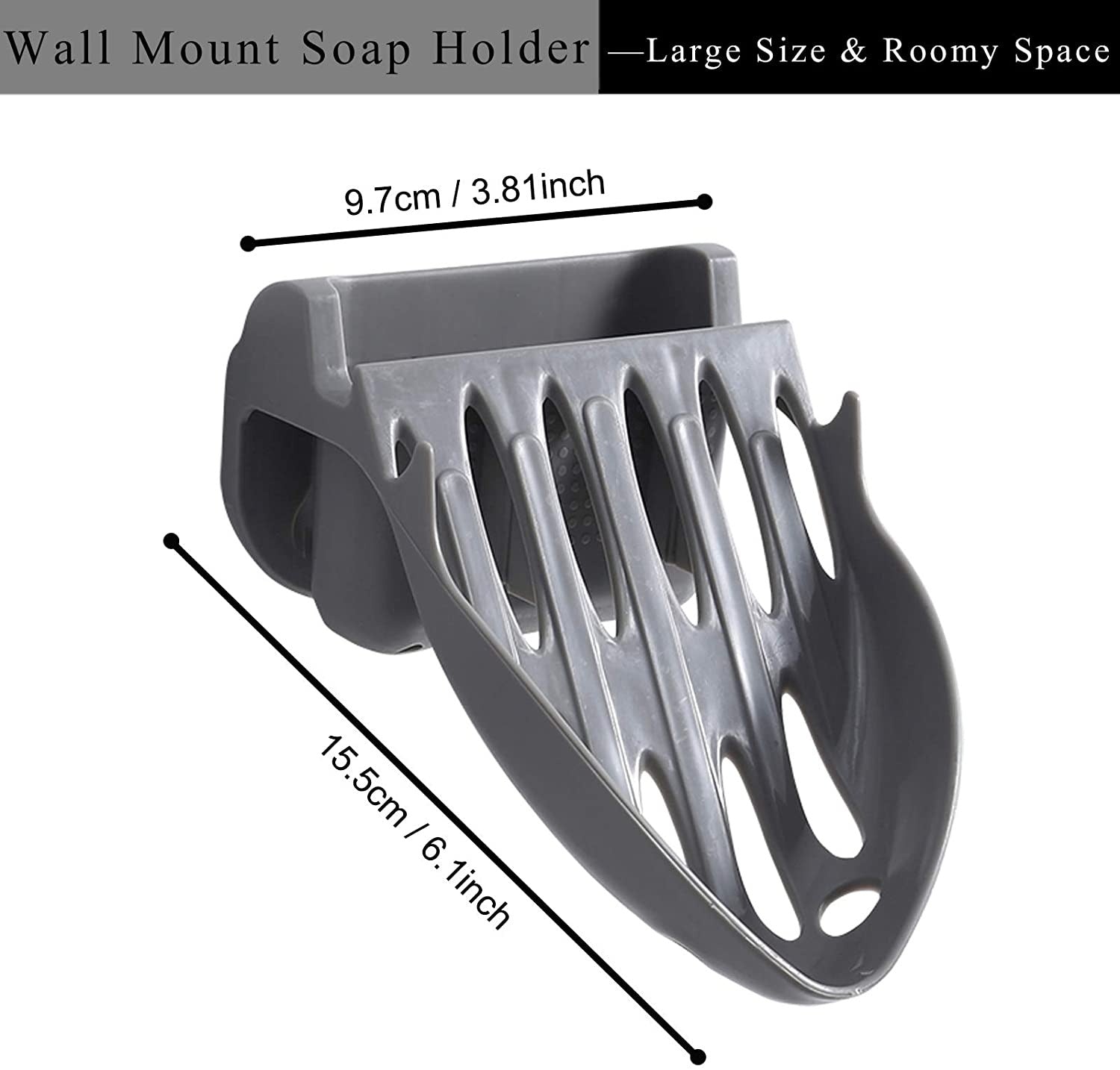 Self-Draining Wall Mount Soap Holder – Space-Saving Design with Integrated Hooks image 3