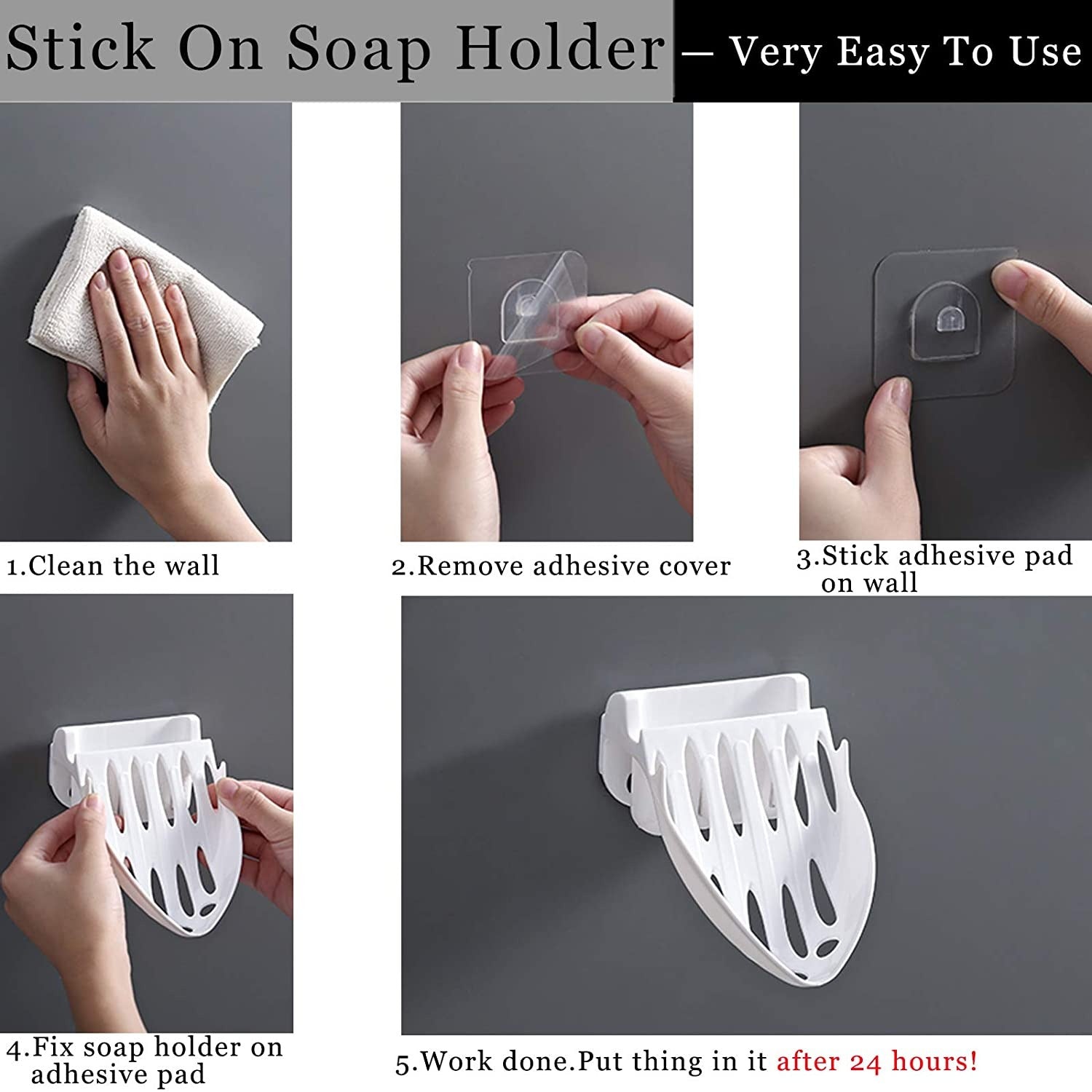 Self-Draining Wall Mount Soap Holder – Space-Saving Design with Integrated Hooks image 2