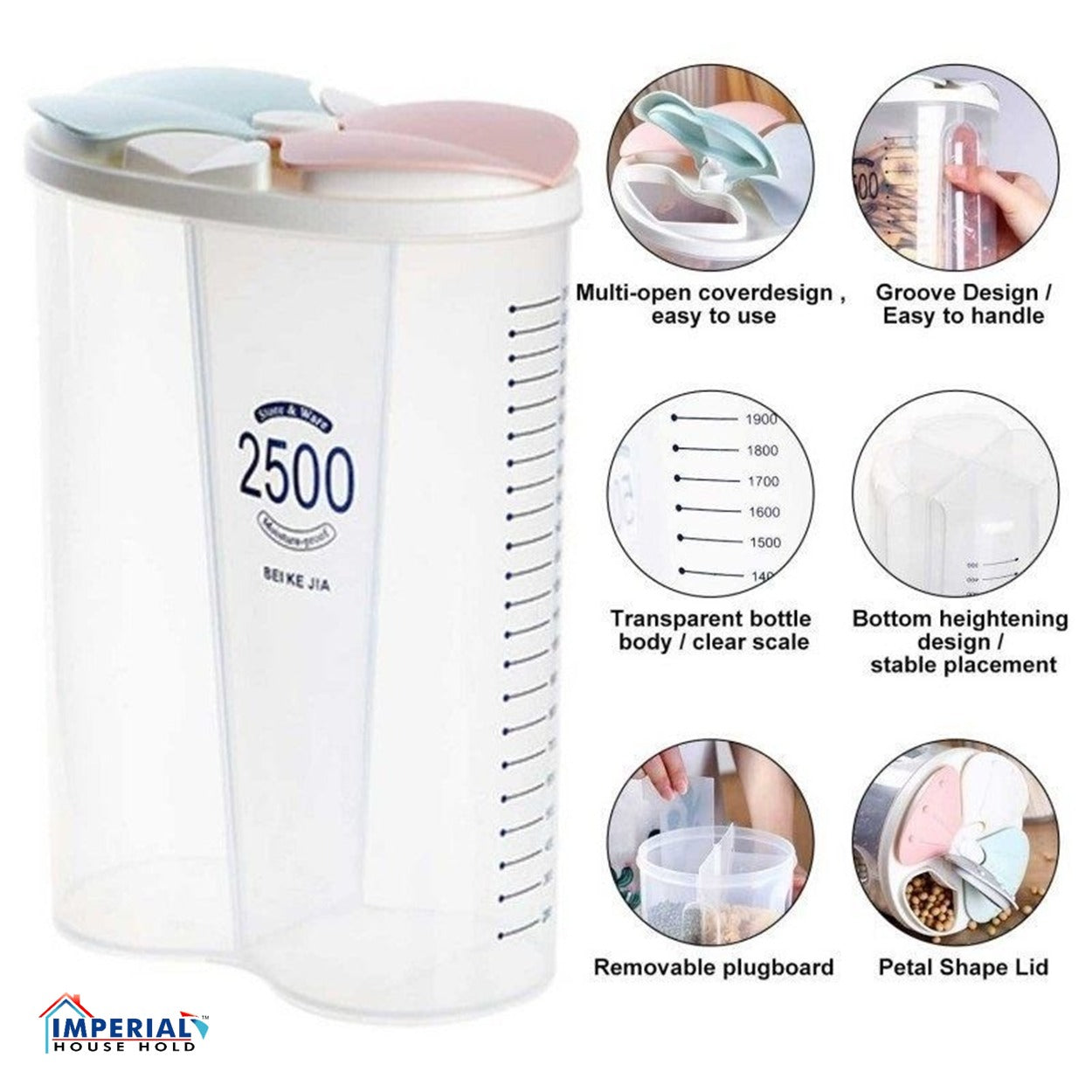 2-in-1 Space-Saving Kitchen Storage Jar 2500ml image 2