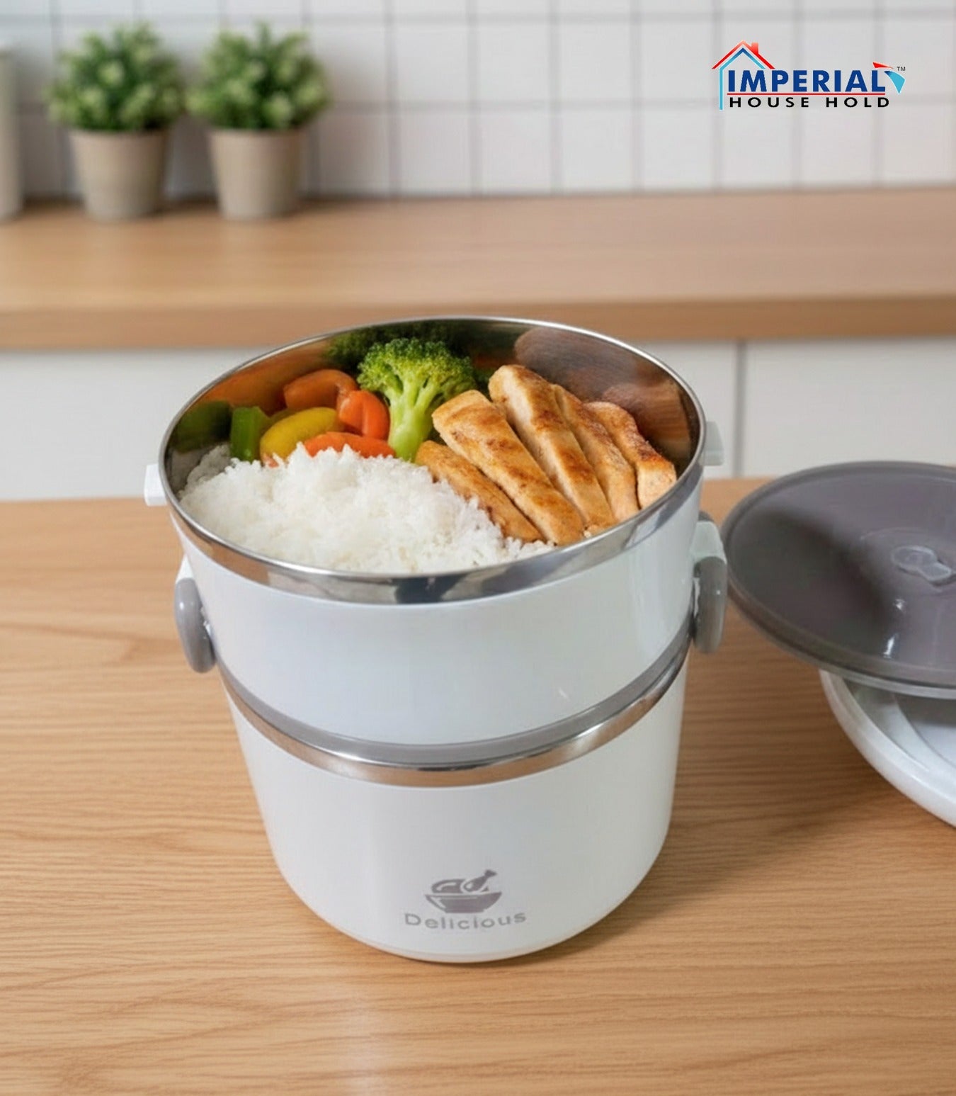 Stackable Stainless Steel Insulated Lunch Box – 1000ml, 1800ml, & 2600ml Sizes image 3