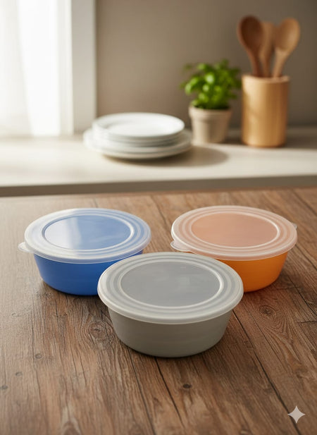 Stackable Airtight Food Storage Bowls with Translucent Lids – Set of 3 image 2