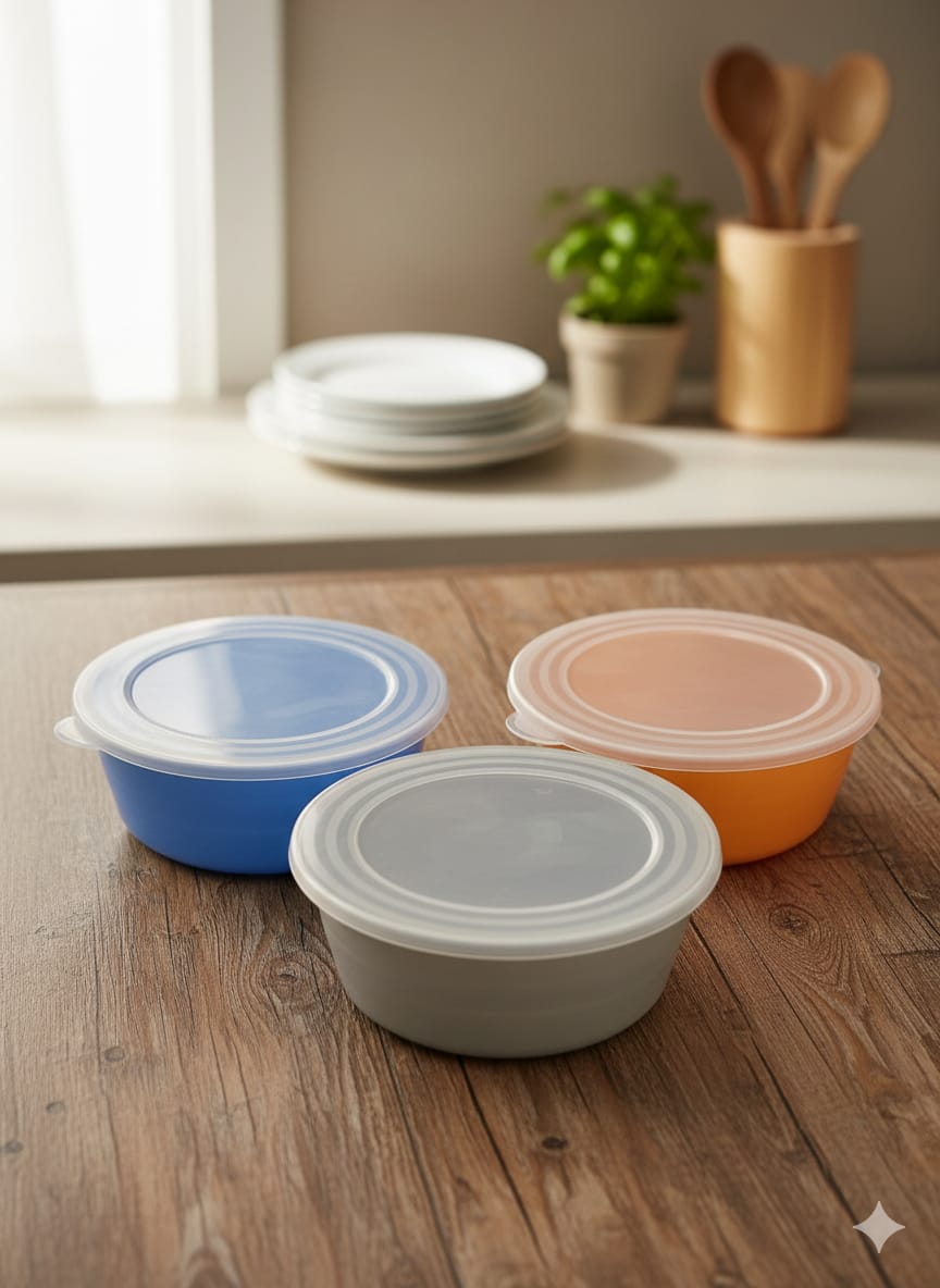 Stackable Airtight Food Storage Bowls with Translucent Lids – Set of 3 image 2