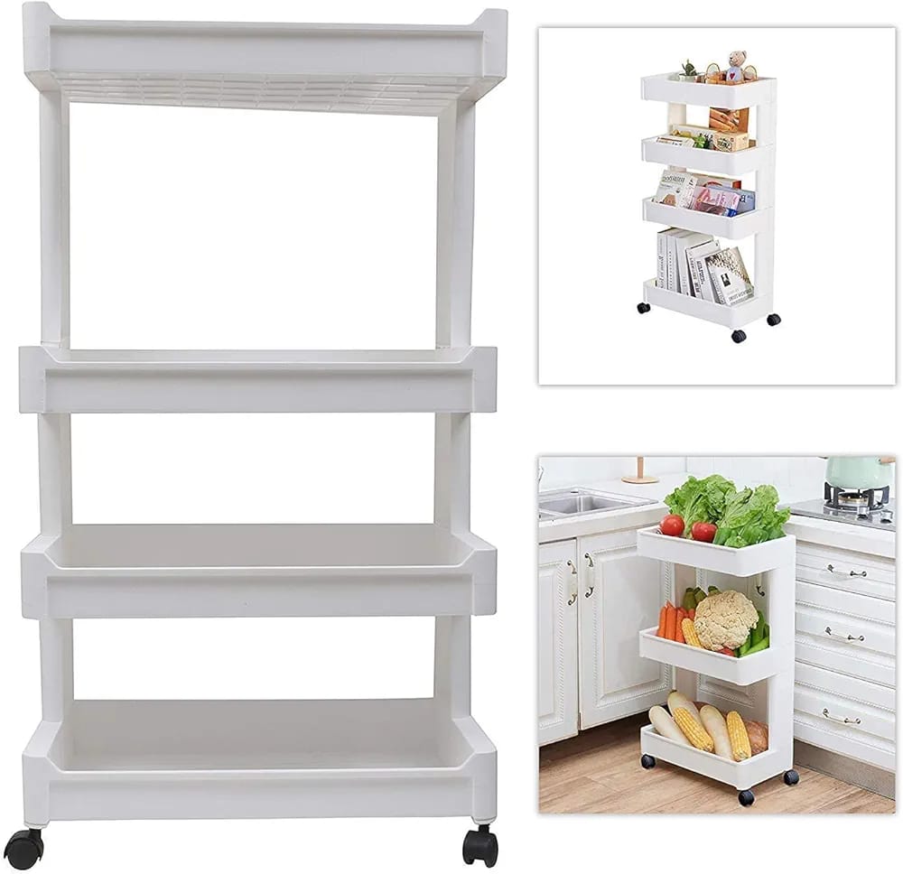 MultiPurpose Slim Rolling Storage Trolley – 3 & 4 Layer Organizer image 2
