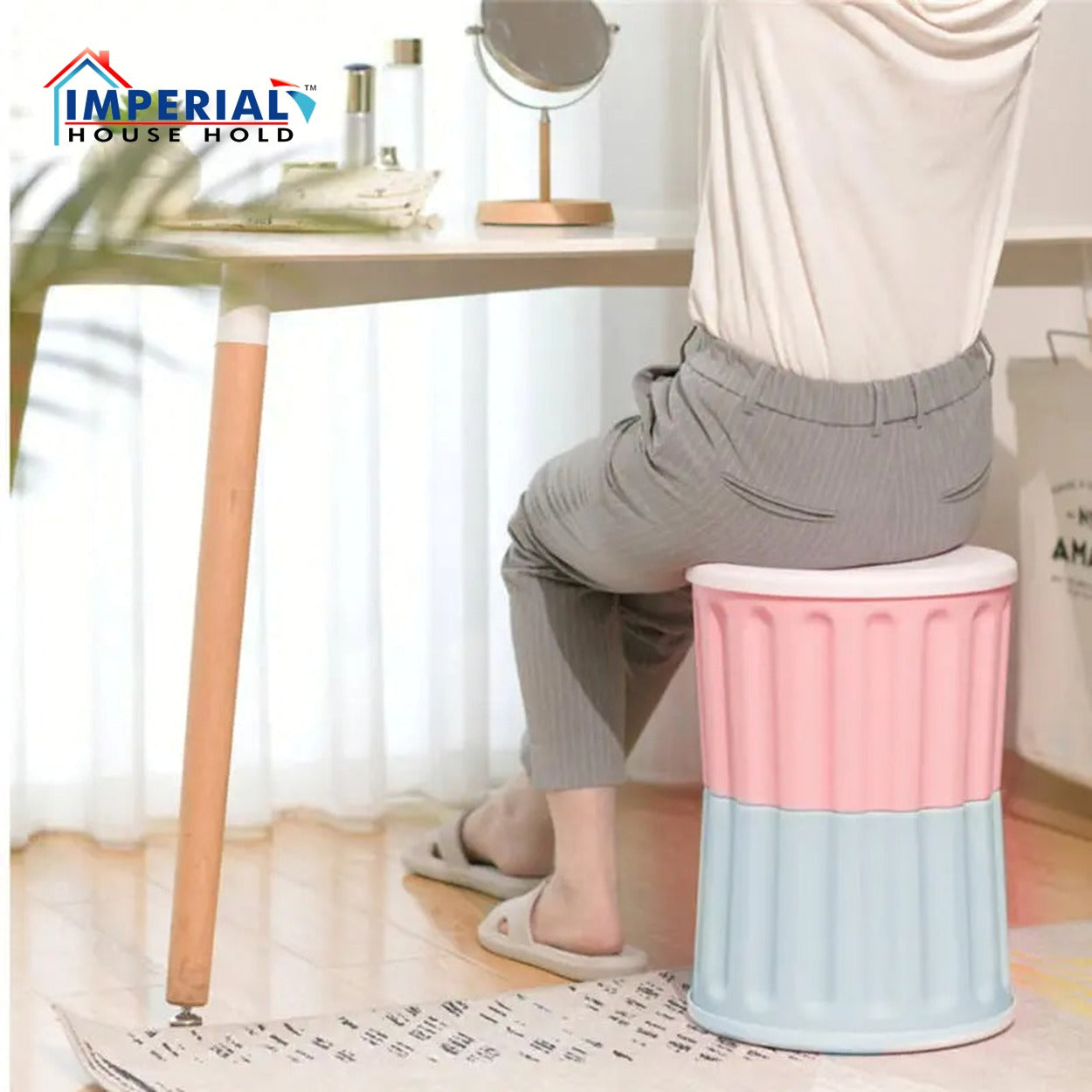 Imperial Smart Storage Stool/drum Sitting Stool With Storage Compartment image 5