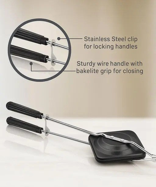 Premium Gas-Top Cast Iron Sandwich Maker – Non-Stick Handheld Toaster with Heat-Resistant Handles for Stovetop & Camping image 2
