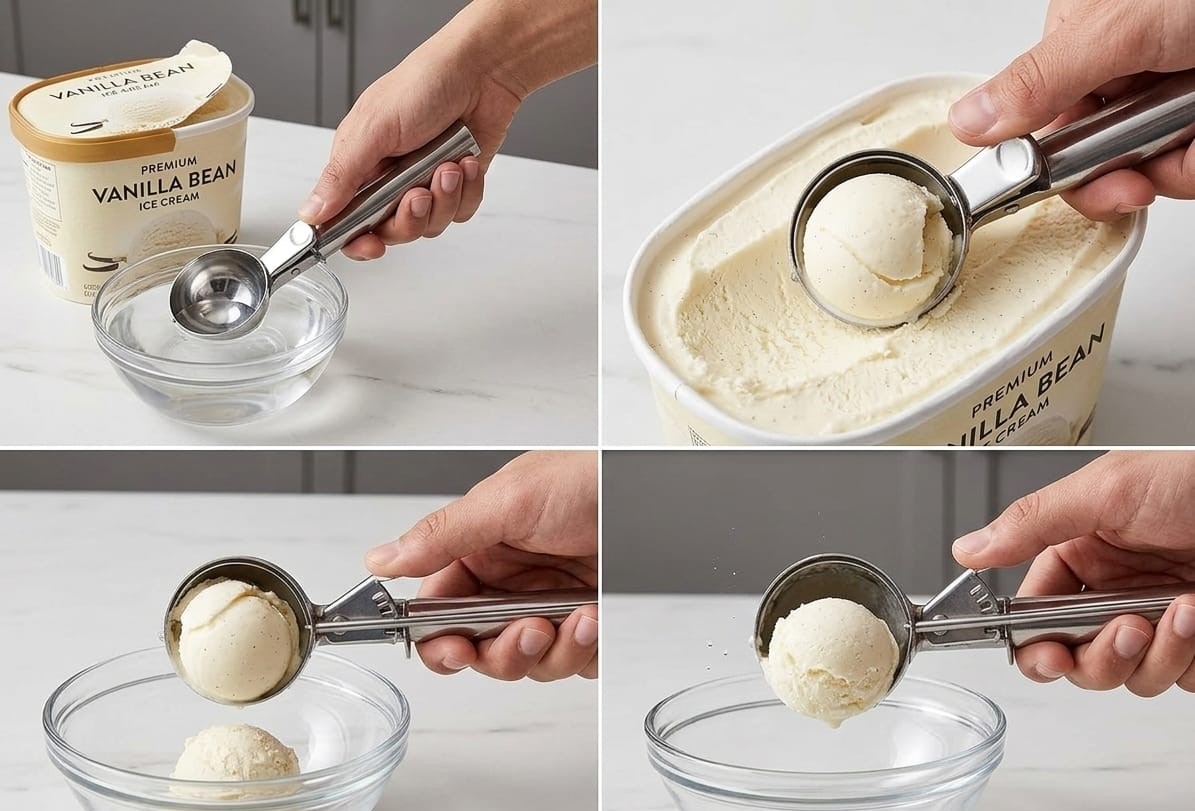 Non-Stick Ice Cream Scooper with Comfort Grip – Effortless Squeeze-to-Release Trigger for Perfect Round Scoops image 2
