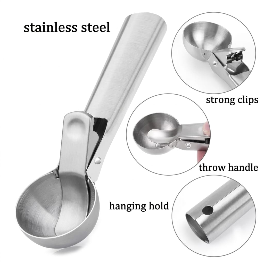 Non-Stick Ice Cream Scooper with Comfort Grip – Effortless Squeeze-to-Release Trigger for Perfect Round Scoops image 3