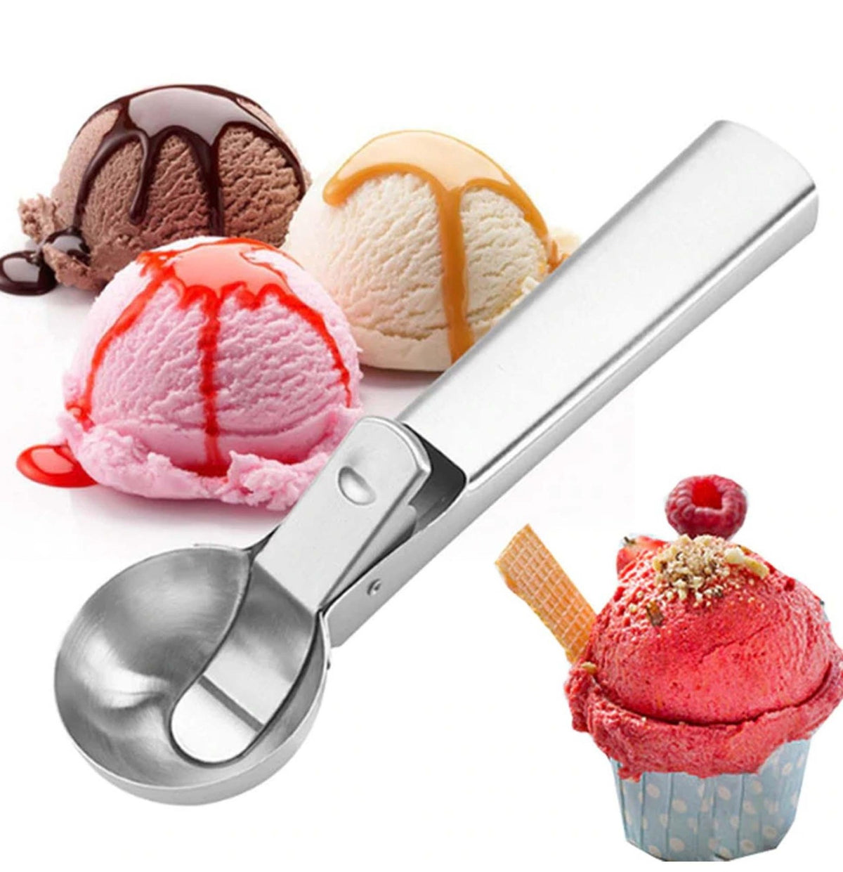 Non-Stick Ice Cream Scooper with Comfort Grip – Effortless Squeeze-to-Release Trigger for Perfect Round Scoops main image