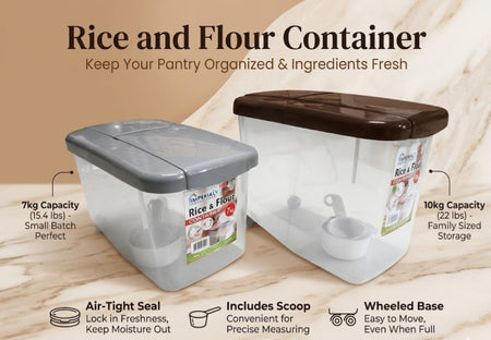 Imperial Rice & Flour Airtight Storage Container with Wheels and Measuring Scoop – Available in 7kg & 10kg image 2