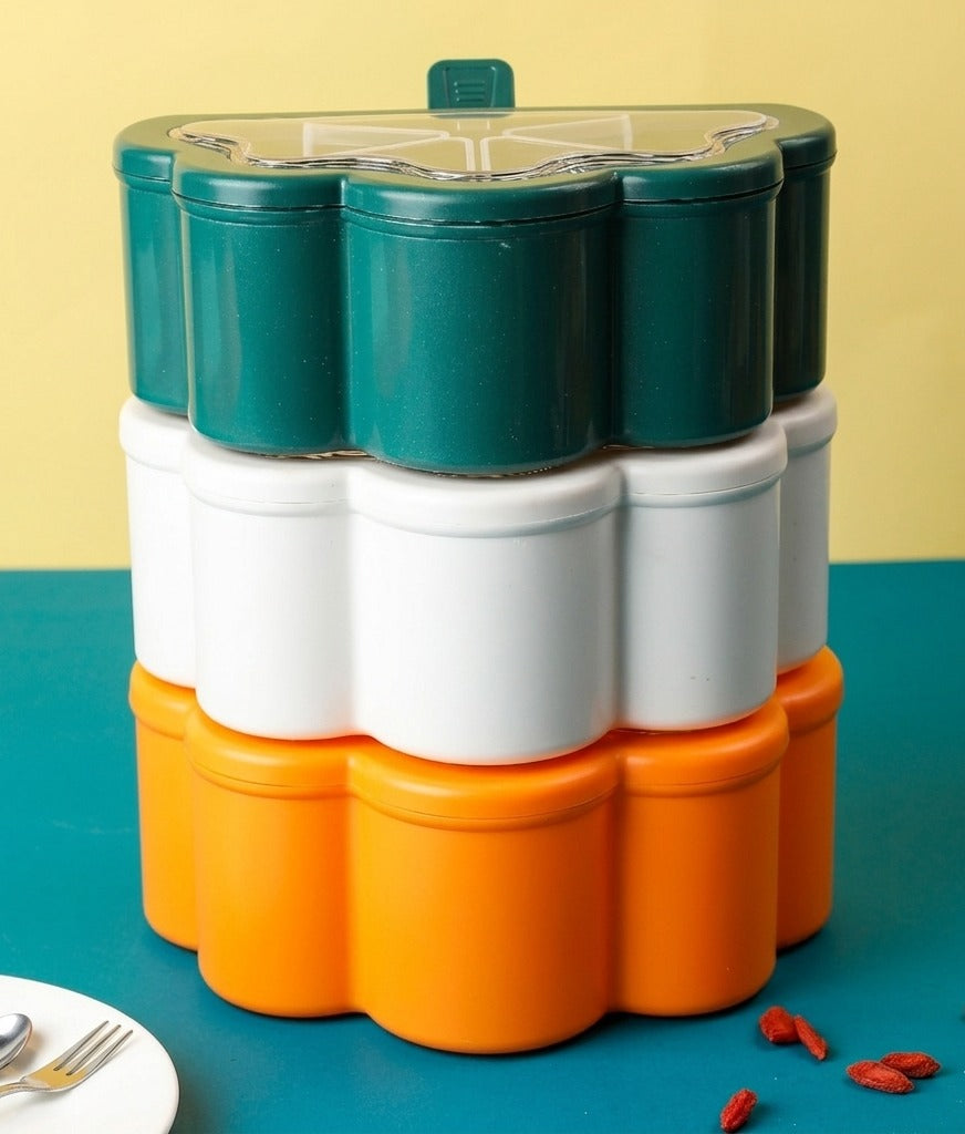 Cloud-Shaped Integrated Seasoning Box – 6-Compartment Spice Organizer with Spoons and Transparent Dust-Proof Lid image 3
