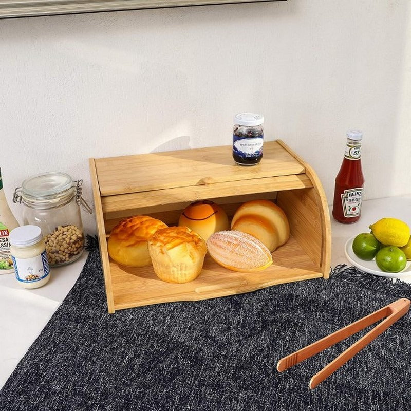 Large Bamboo Roll-Top Bread Box – Eco-Friendly Kitchen Countertop Storage & Food Organizer image 2