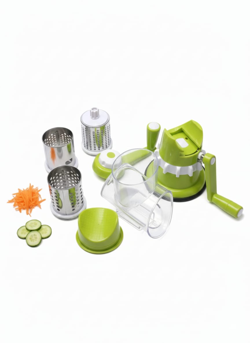 Smart Drum Rotary Vegetable Grater – 3-in-1 Multifunctional Cheese Shredder & Slicer with Suction Base image 3