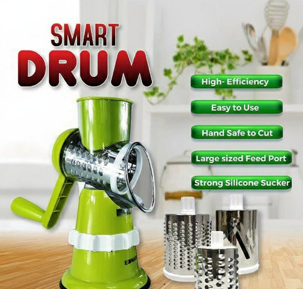Smart Drum Rotary Vegetable Grater – 3-in-1 Multifunctional Cheese Shredder & Slicer with Suction Base image 2