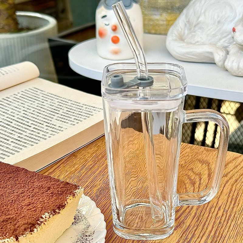Premium Square Glass Mugs with Bamboo Lids & Reusable Glass Straws – 16oz Eco-Friendly Iced Coffee Cups image 3