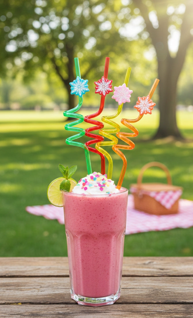 4-Piece Reusable Crazy Curly Straw Set – Fun Character Toppers for Kids’ Parties & Smoothies image 4
