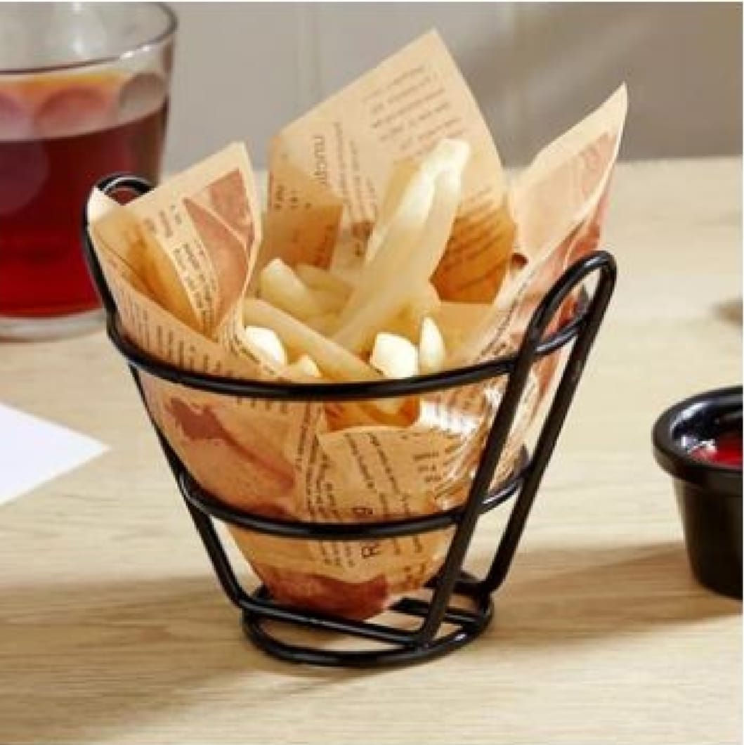 Professional Black Metal Appetizer & Fries Serving Baskets – 5 Unique Geometric Shapes image 5