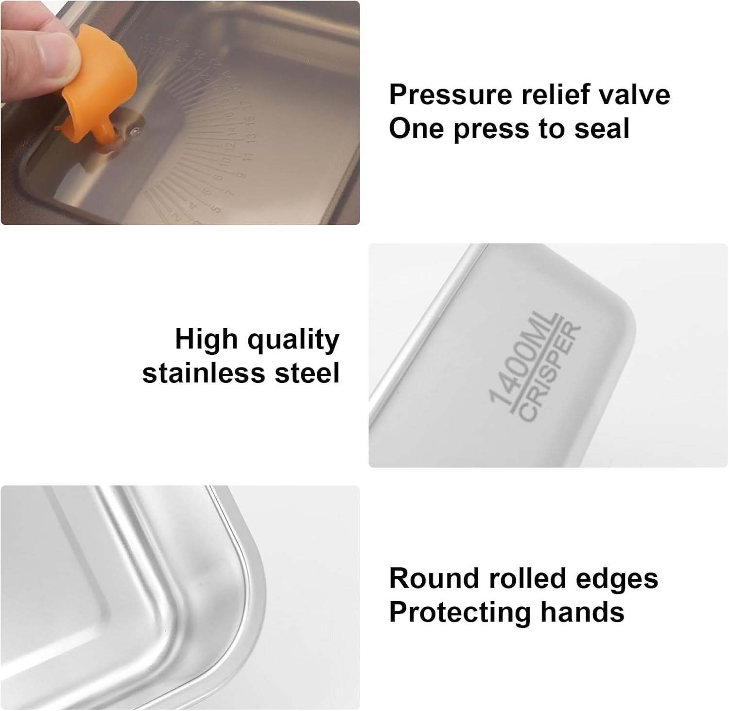 Premium Stainless Steel Flat Crisper Box – Airtight Food Storage image 3