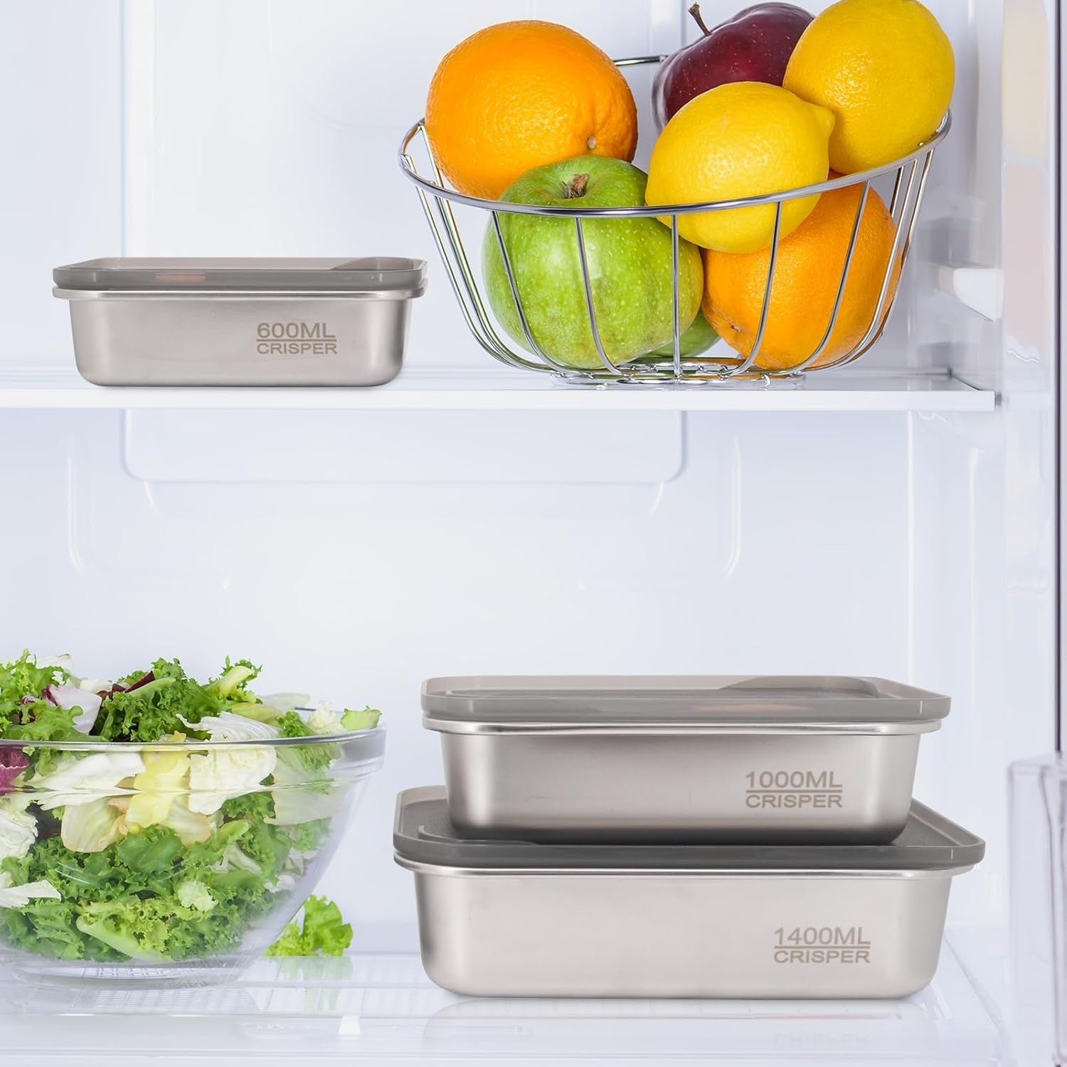 Premium Stainless Steel Flat Crisper Box – Airtight Food Storage image 5