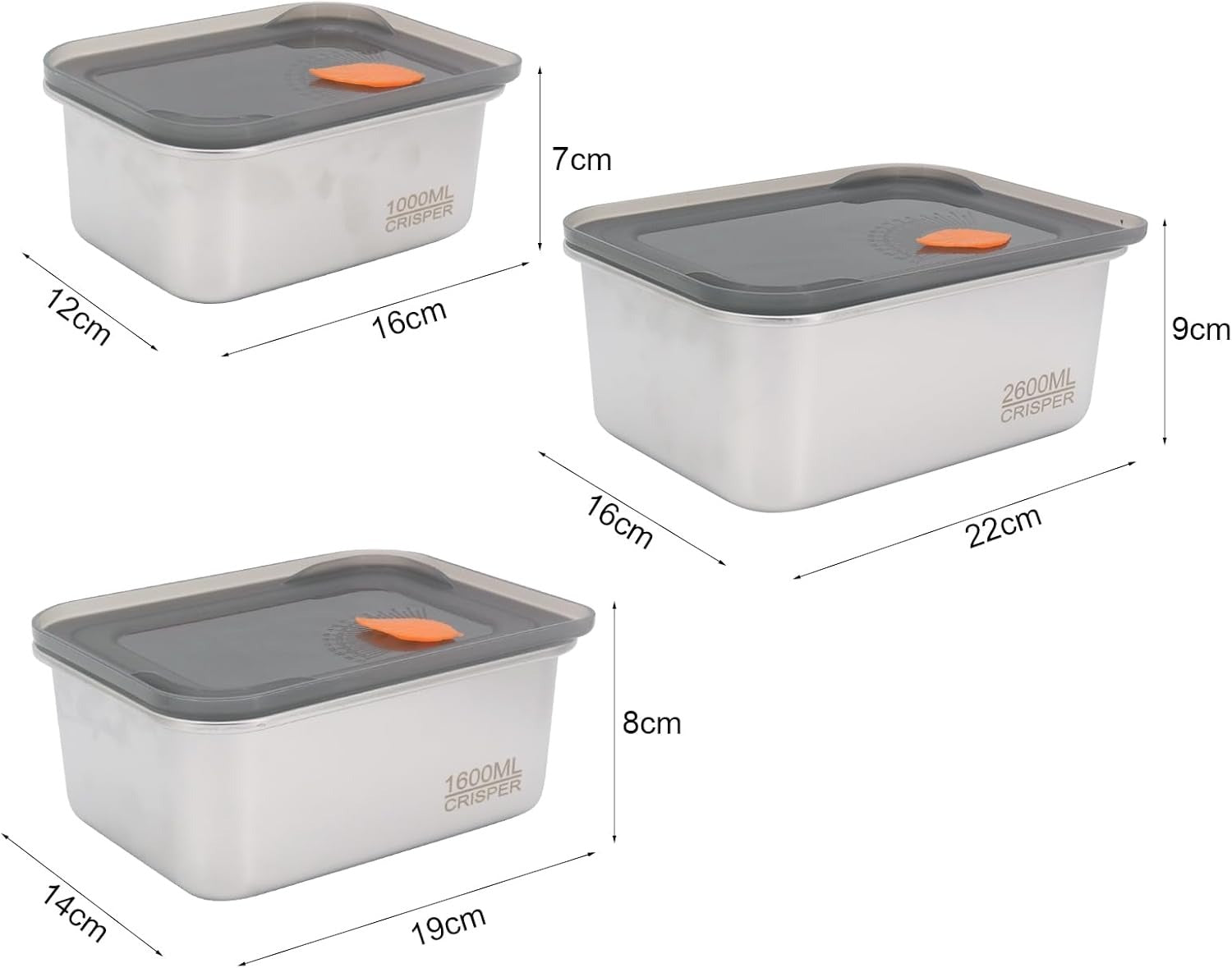 Deep Stainless Steel Crisper Box Airtight Food Storage image 5