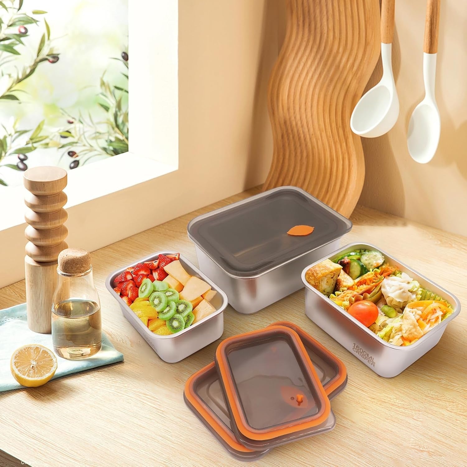Deep Stainless Steel Crisper Box Airtight Food Storage image 3