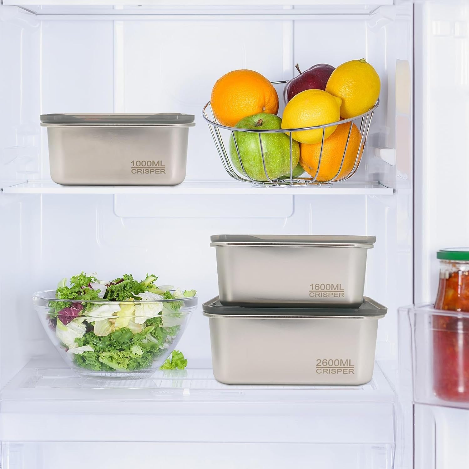Deep Stainless Steel Crisper Box Airtight Food Storage image 2