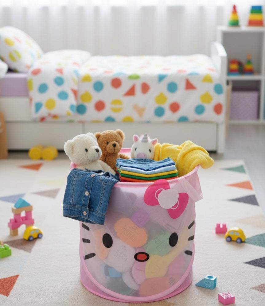 Kids’ Pop-Up Laundry Basket | Breathable Mesh Clothes Hamper & Toy Storage Bin | Collapsible & Portable Design image 2
