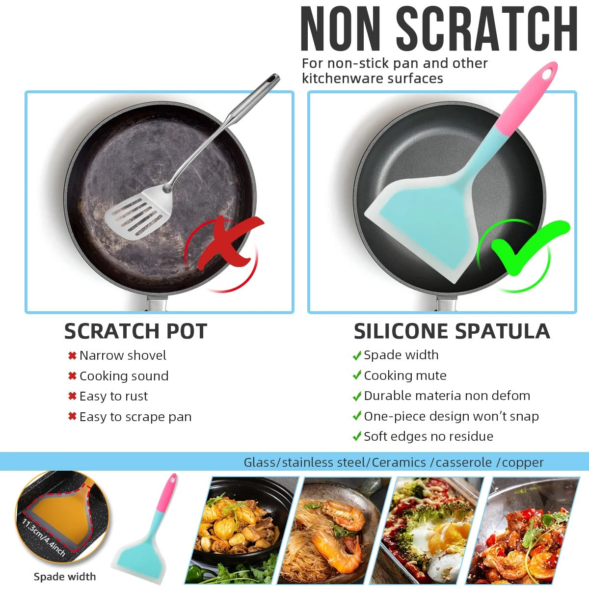 Wide Silicone Spatula & Turner: Non-Stick Heat Resistant Scraper image 3