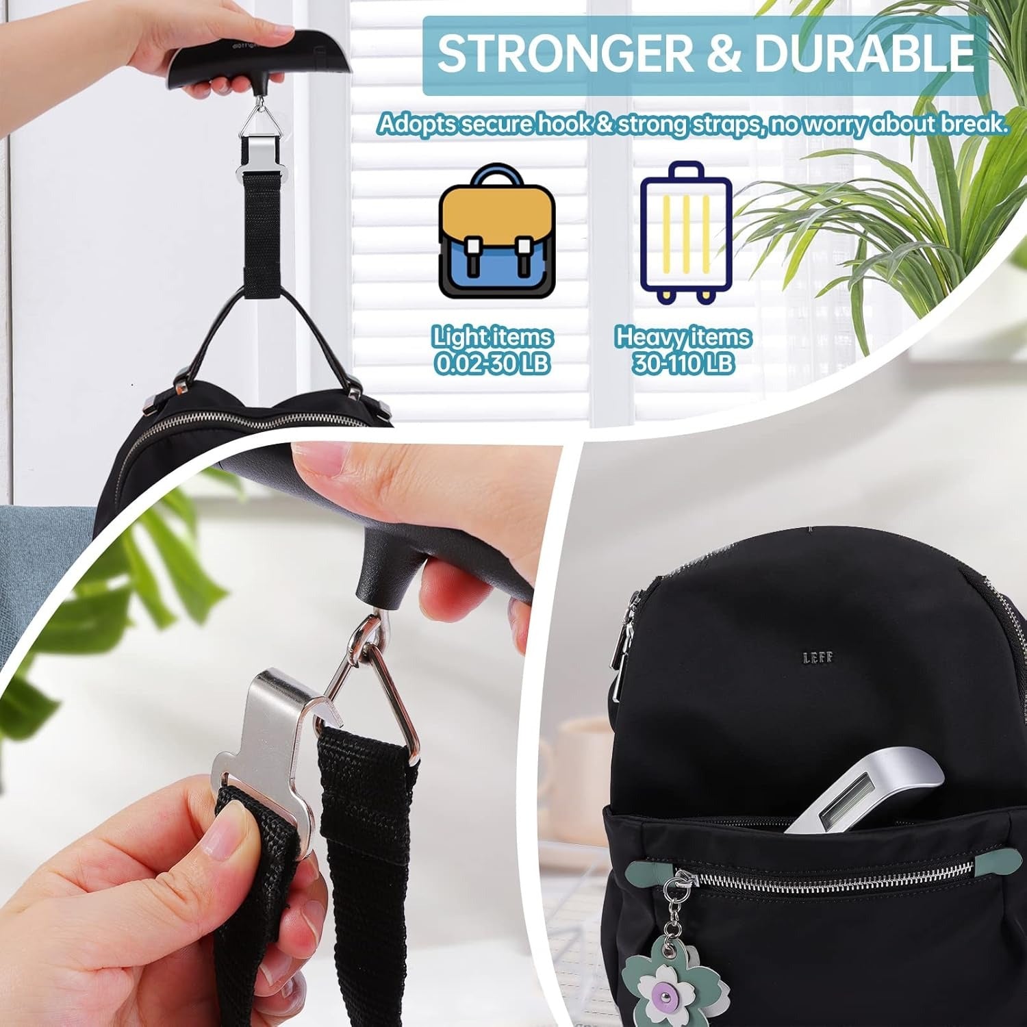 Precision Electronic Hanging Scale with Tare Function – Compact Travel Scale for Luggage, Backpacks, and Packages image 2