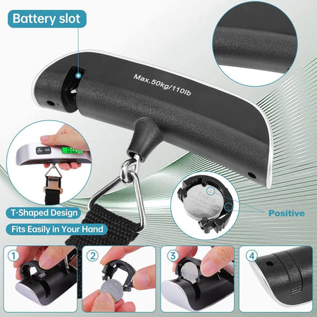 Precision Electronic Hanging Scale with Tare Function – Compact Travel Scale for Luggage, Backpacks, and Packages image 4