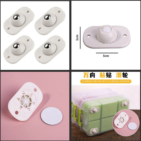 4-Piece Stick-On Swivel Wheels – Stainless Steel Ball Transfer Units for Furniture image 3