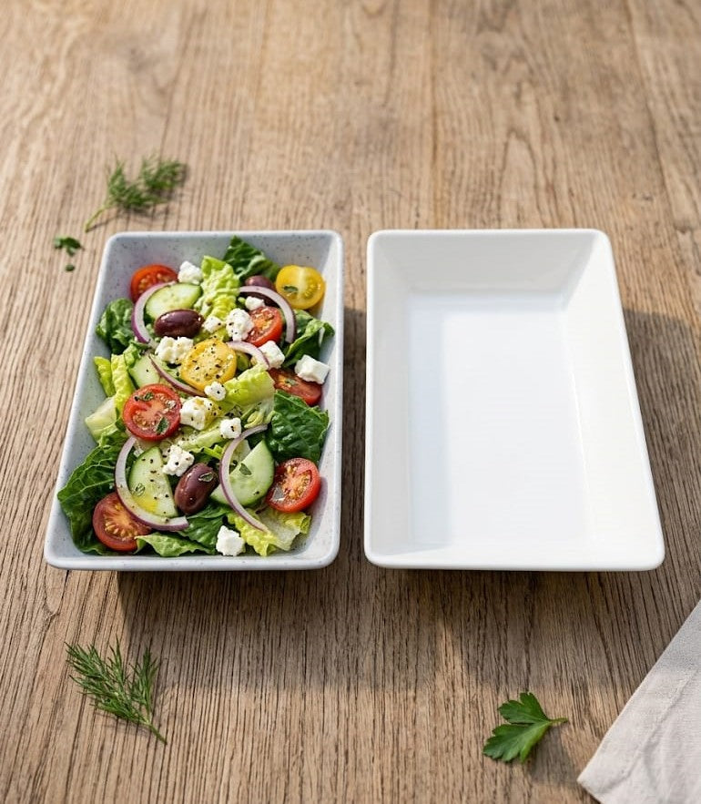 Modern Rectangular Melamine Salad Bowl & Serving Platter – Durable, Speckled Minimalism for Appetizers, Sides, and Entrées image 4