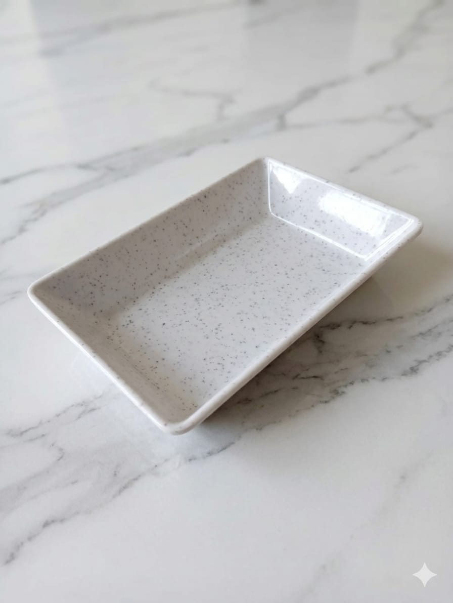 Modern Rectangular Melamine Salad Bowl & Serving Platter – Durable, Speckled Minimalism for Appetizers, Sides, and Entrées image 3