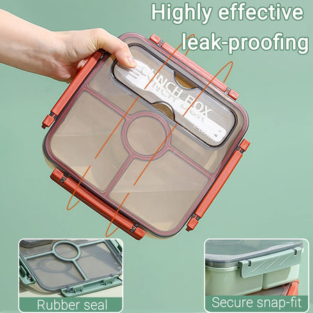 Bento Box Lunch Boxes, 1200ML Stackable with 4 Compartments for Kids Adults, Lunchbox, Divided Food Storage Containers for School Work Travel image 2