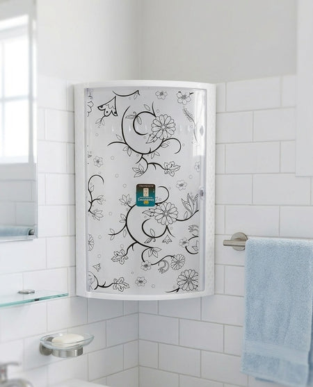 Elegant Floral Bathroom Corner Cabinet – Wall-Mounted Space-Saving Organizer image 2